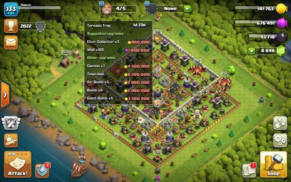 Sell Clash of clans Account TH11 Supercell id Linked Code 15075