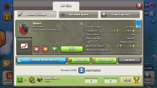 Buy Clash of Clans Clan Delet Level 5 Code 20006